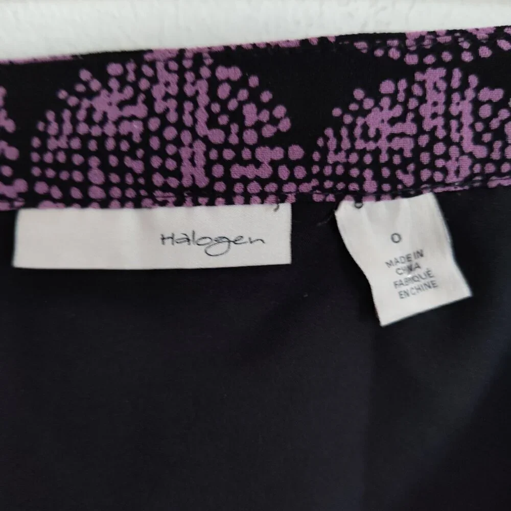 Ladies SZ 0 Halogen Black/Purple Polka-Dot Skirt - Picture 4 of 4